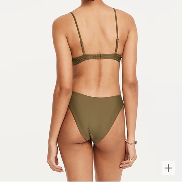 NWT J. Crew Safari Green Curved Waist Cheeky Bikini Bottoms Minimalist Sz M - Picture 6 of 13